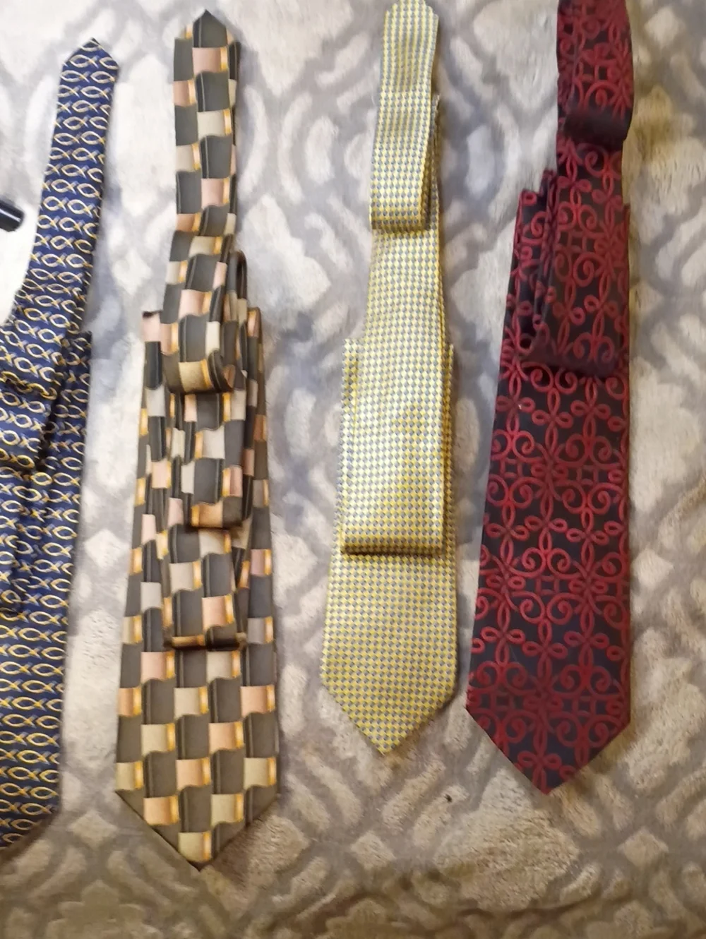Murano Red & Maroon Geometric Motif Silk Tie Get Four For The Price Of One